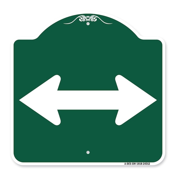 Designer Series Bidirectional Arrow Black, Green & White Aluminum Sign, 18" x 18", GW-1818-24312